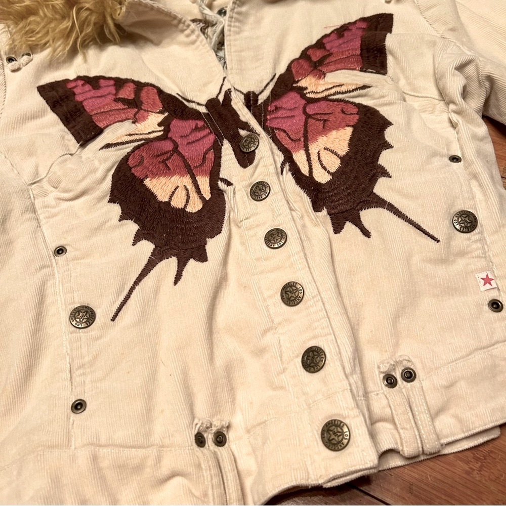 Johnny Was Vintage Cargo Cordorouy Jacket With Butterfly embroidery - Picture 2 of 13